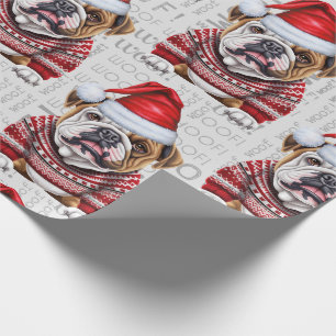 Papier Cadeau Bulldog Père Noël Noël pour les Amoureux de les ch