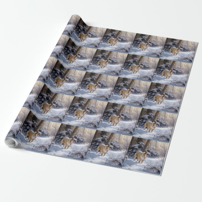 Papier Cadeau Bulldog Qu'Il Neige Noël Brossé (Déroulé)