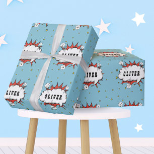 Papier Cadeau Bulle de texte de bande dessinée de super-héros No