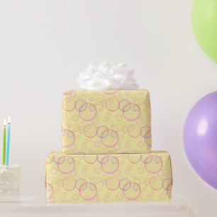 Papier Cadeau Bulles Arc-En-Ciel Sur Jaune