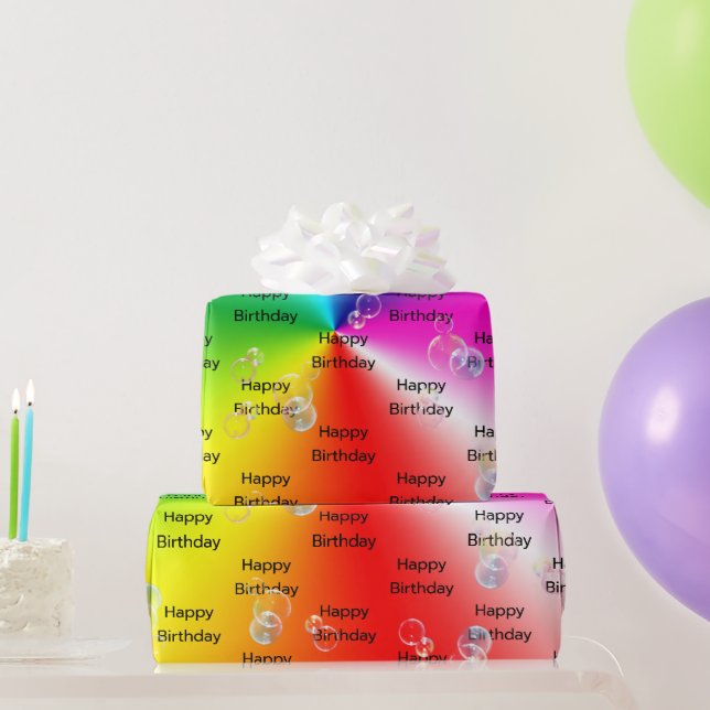 Papier Cadeau Bulles De Savon Anniversaire Sur Rainbow Spectrum (Cadeaux de fête)
