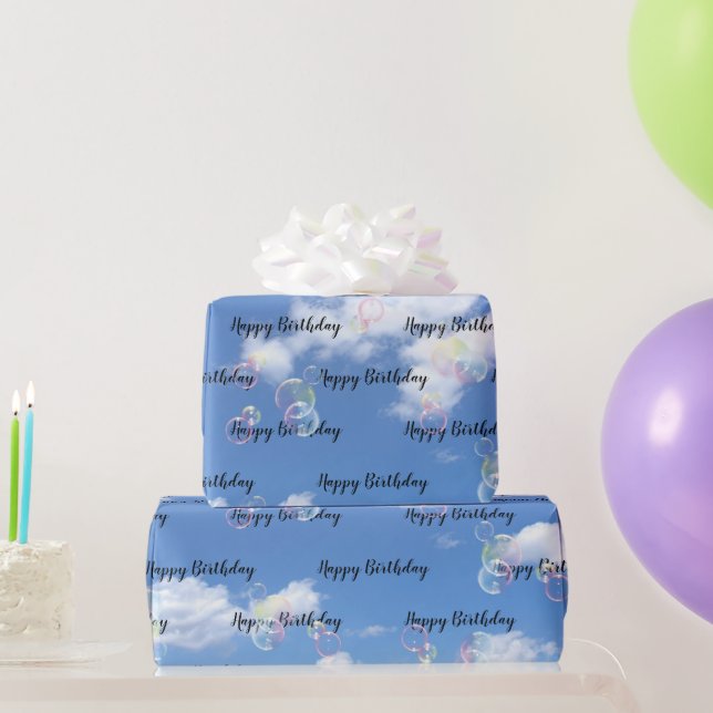 Papier Cadeau Bulles De Savon D'Anniversaire Sur Sky (Cadeaux de fête)