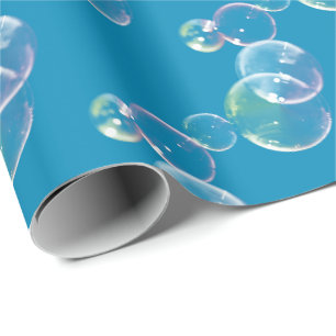 Papier Cadeau Bulles de savon en bleu