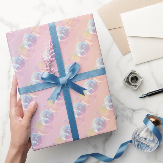 Papier Cadeau Bulles De Savon Sur Pastel Rainbow (Cadeaux)