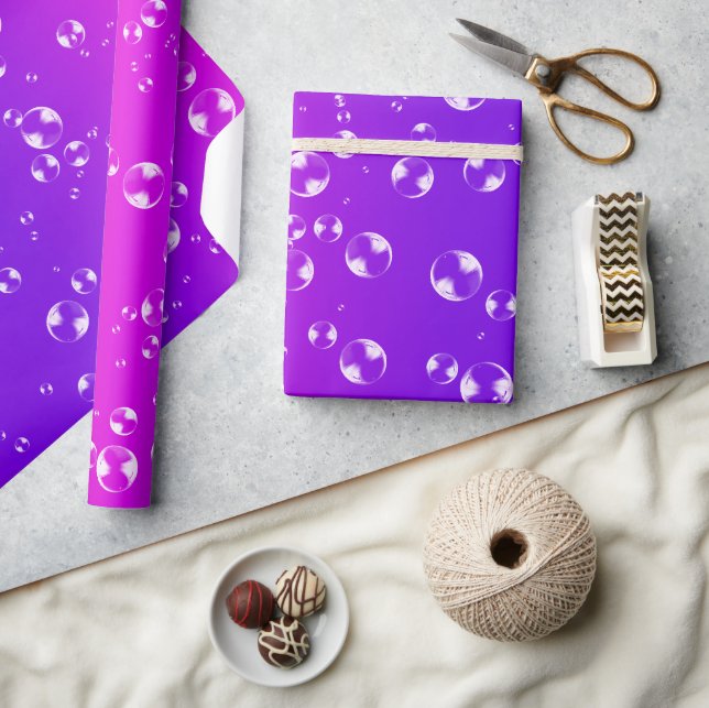 Papier Cadeau Bulles en dégradé rose et violet (Artisanat)