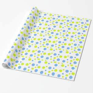 Papier Cadeau Bulles Jaunes Bleues Funky Heureuses