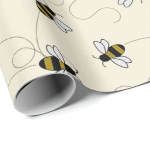 Papier Cadeau Bumblebee mignonne Caricature Meurtre Motif d'abei