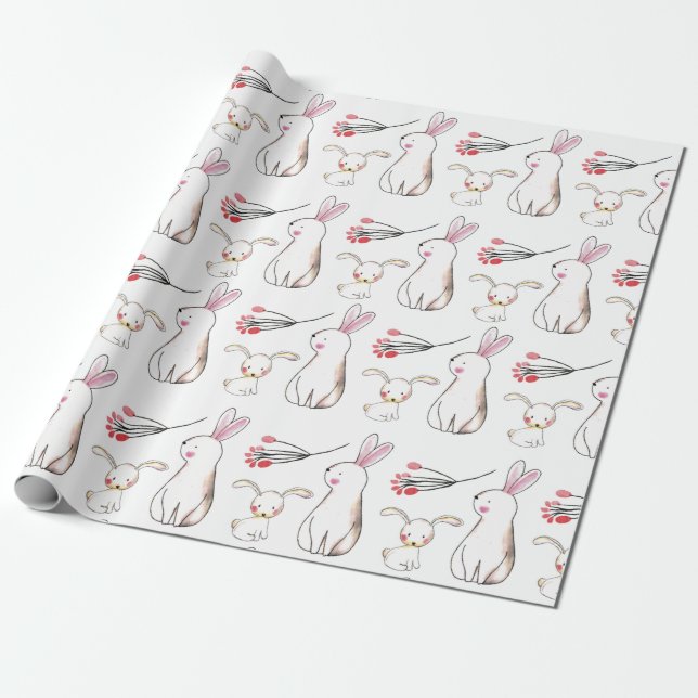 Papier Cadeau Bunnies d'aquarelle (Déroulé)