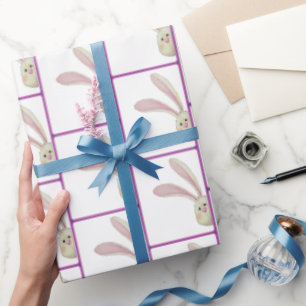 Papier Cadeau Bunnies de Pâques en blanc