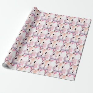 Papier Cadeau Bunny Cute Aquarelle baby shower rose