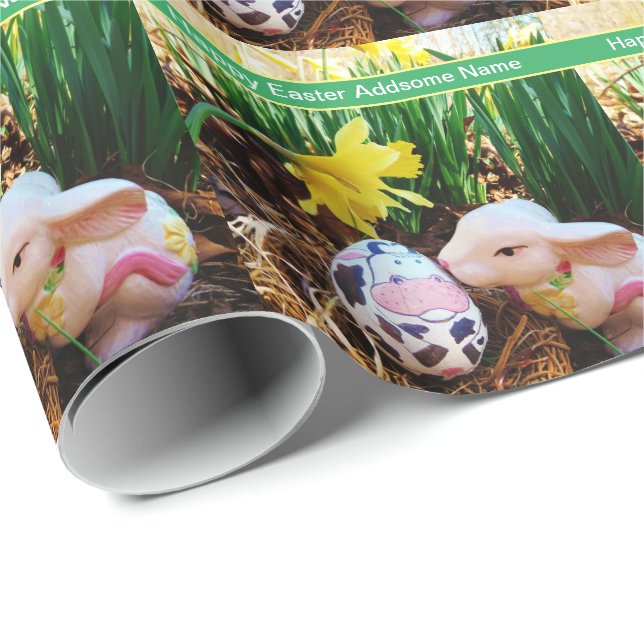 Papier Cadeau Bunny de Pâques embrasser Oeuf de vache (Coin rond)