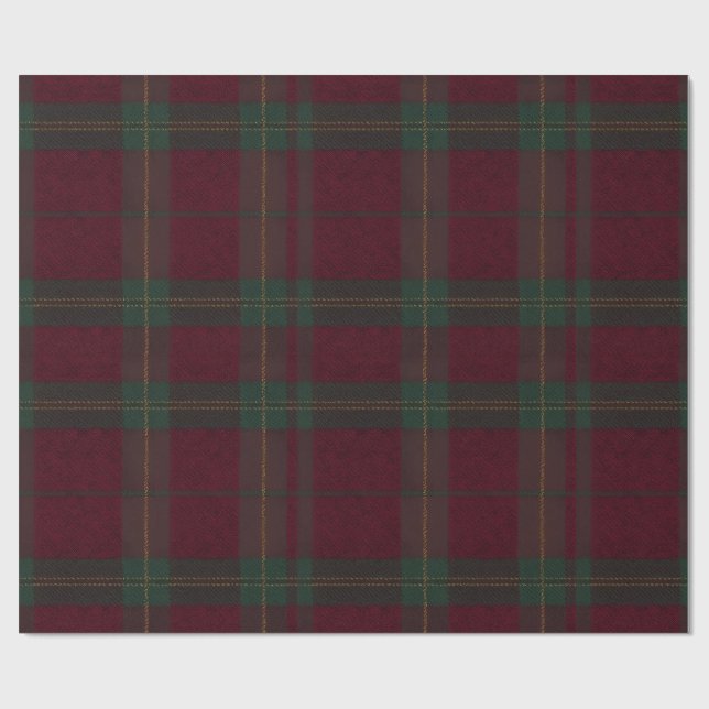 Papier Cadeau Burgundy and Green Plaid Tartan Gift Wrap (Plat)
