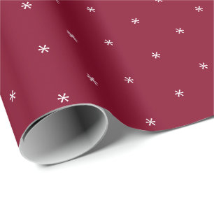 Papier Cadeau Burgundy doux flocons blancs hiver Vacances