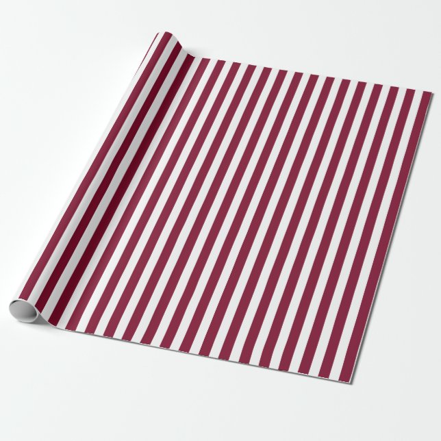 Papier Cadeau Burgundy et blanc rayures de bonbons (Déroulé)