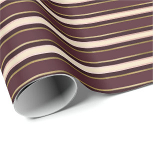 Papier Cadeau Burgundy Maroon Or Grilles d'ivoire Lignes Élégant