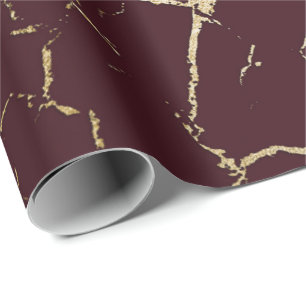 Papier Cadeau Burgundy Maroon Rouge Or Marbre Abstrait Urbain