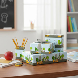 Papier Cadeau Bus Scolaire Dans La Ville