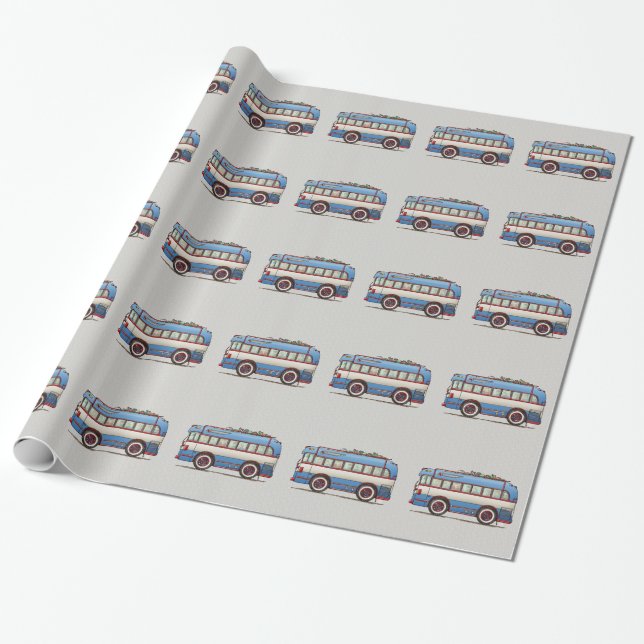 Papier Cadeau Bus touristique mignon d'autobus (Déroulé)