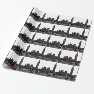 Papier Cadeau bus touristique rouge et Big Ben de Londres