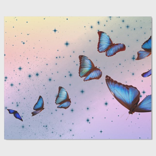 Papier Cadeau BUTTERFLITS EN Papier D'EMBALLAGE DOUCE (Plat)