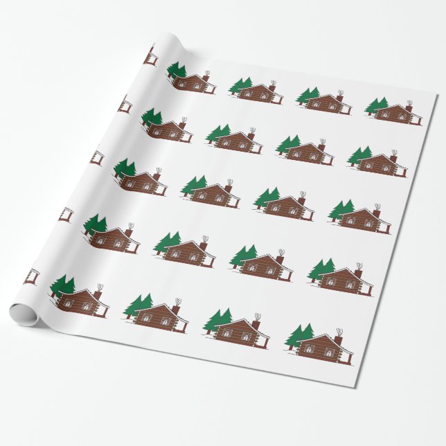 Papier Cadeau Cabine de rondin (Déroulé)