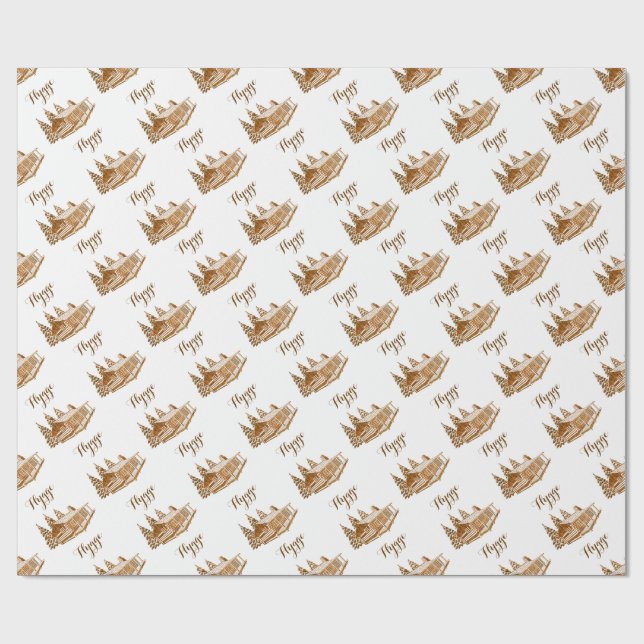 Papier Cadeau Cabine de rondin confortable - Hygge ou votre (Plat)