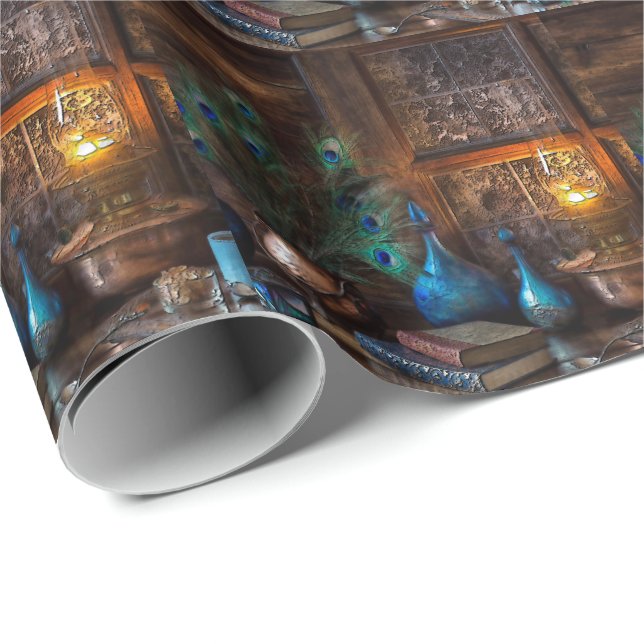 Papier Cadeau Cabine par lamplique rustique scène d'hiver brun b (Coin rond)