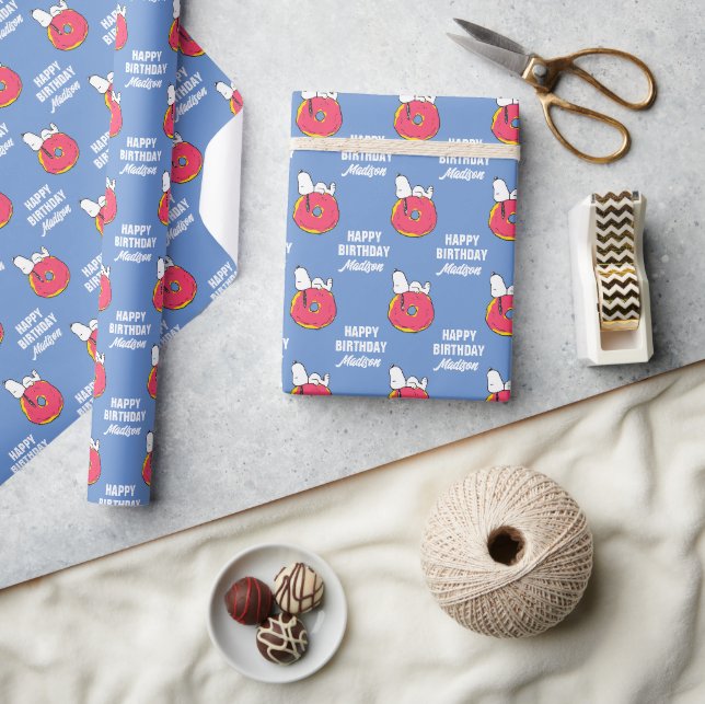 Papier Cadeau cacahuètes | Snoopy Donut rose (Artisanat)