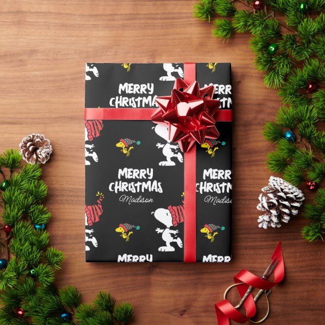 Papier Cadeau cacahuètes | Snoopy Winter Beanie Casquette | Ajou (Cadeau de vacances)