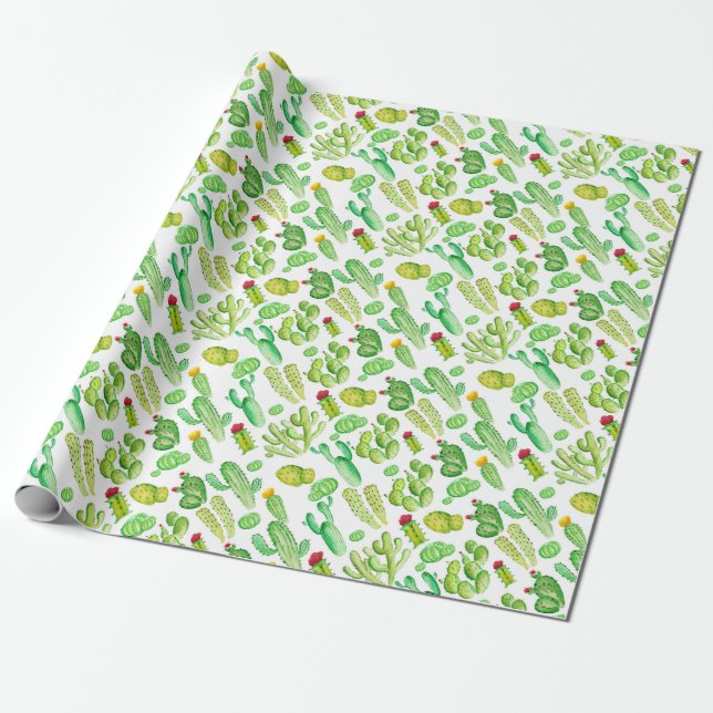 Papier Cadeau Cactus aquarelle (Déroulé)
