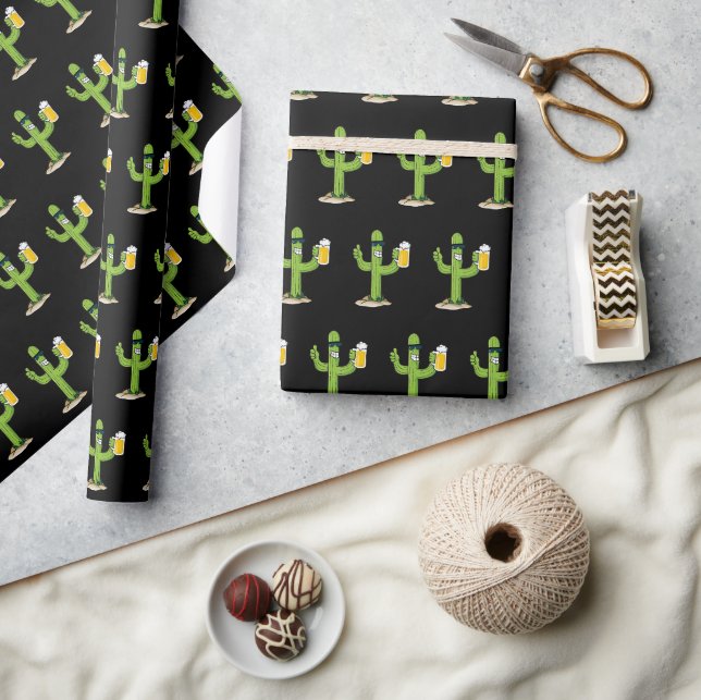 Papier Cadeau Cactus avec Motif de bière (Artisanat)