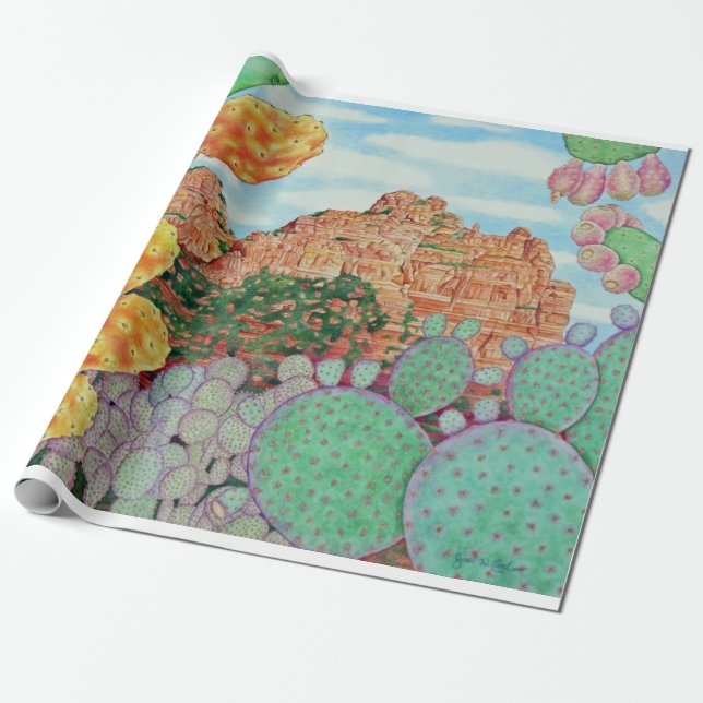 Papier Cadeau Cactus de désert (Déroulé)