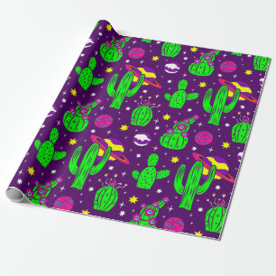 Papier Cadeau cactus d'espace extra-atmosphérique désert planète