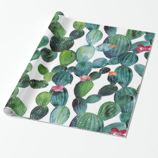 Papier Cadeau Cactus dispersé de poire de Prickley de désert