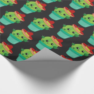 Papier Cadeau Cactus mignon dans un Sombrero debout dans un pot 