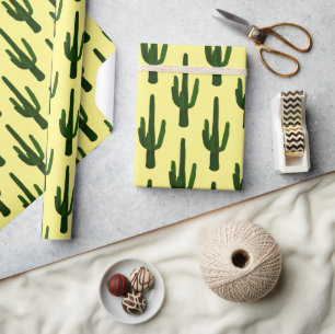 Papier Cadeau Cactus moderne Jaune et vert