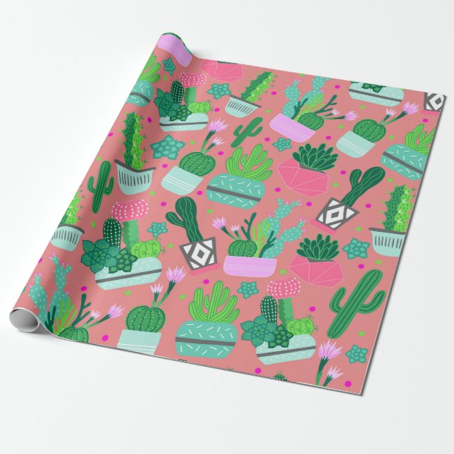 Papier Cadeau Cactus rose Sud-Ouest Motif Sweet 16 Party (Déroulé)