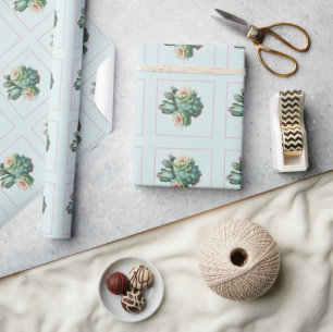 Papier Cadeau Cactus succulent turquoise