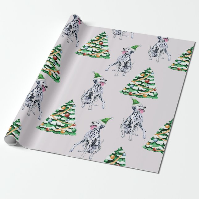 Papier Cadeau Cadeau Amoureux des chiens de Noël Dalmatie, cadea (Déroulé)