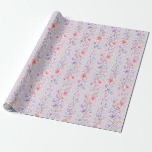 Papier Cadeau Cadeau aquarelle à rayures de fleurs sauvages past