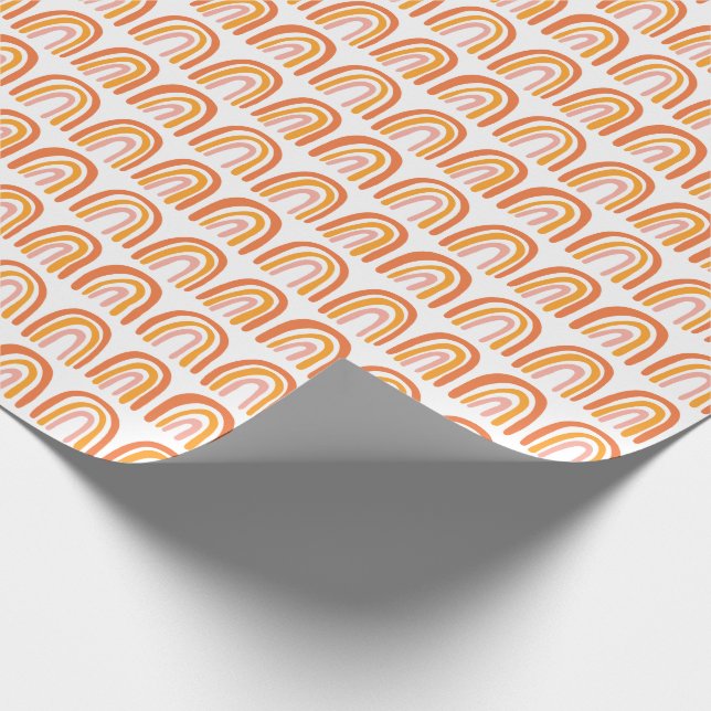 Papier Cadeau Cadeau Arc-en-ciel Motif rose orange (Coin)