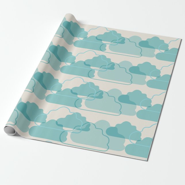 Papier Cadeau Cadeau Baby shower nuages (Déroulé)