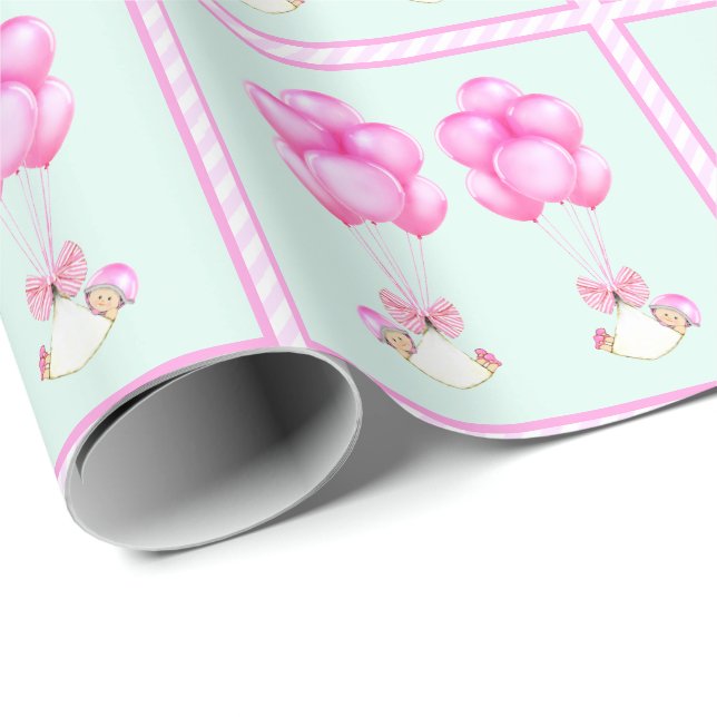 Papier Cadeau Cadeau Baby shower Twin Girls (Coin rond)