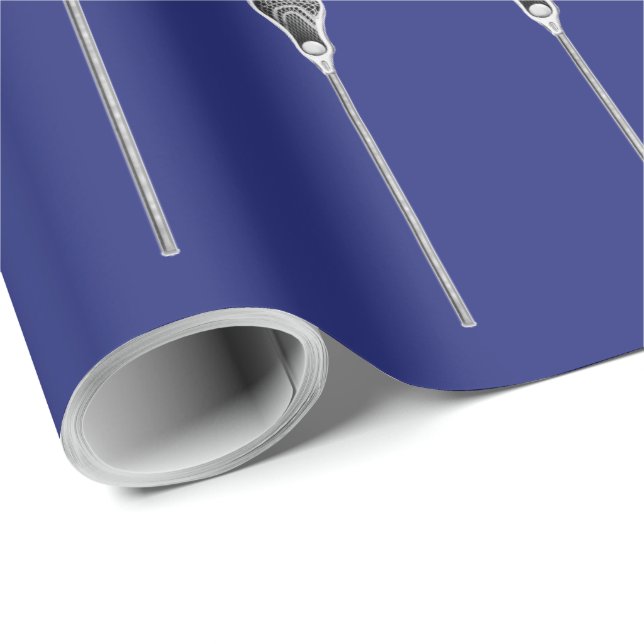 Papier Cadeau Cadeau Blue Lacrosse (Coin rond)