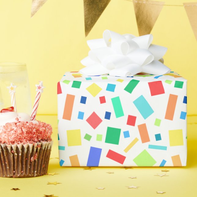 Papier Cadeau Cadeau Confetti couleur arc-en-ciel géométrique (Fête d'anniversaire)