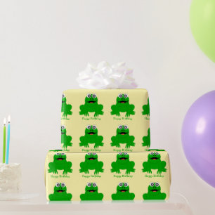 Papier Cadeau Cadeau d'anniversaire avec fond de couleur Frog De