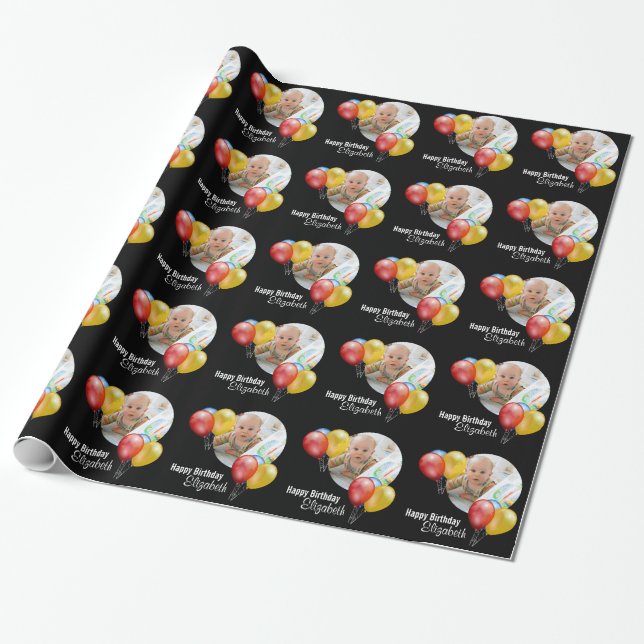 Papier cadeau cadeau d'anniversaire personnalisé n (Déroulé)