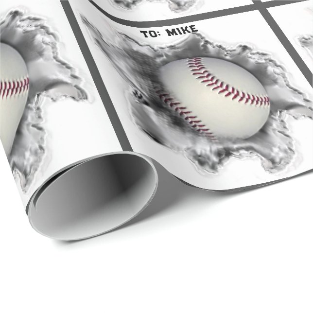 Papier Cadeau Cadeau de baseball (Coin rond)