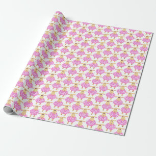 Papier Cadeau Cadeau de bébé agneau rose laineux
