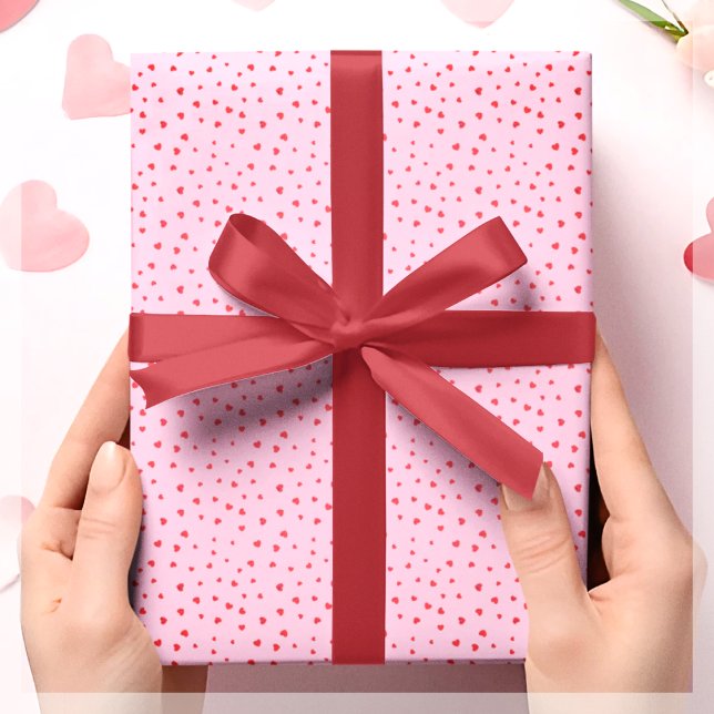 Papier Cadeau Cadeau de coeur rouge et rose (Créateur téléchargé)